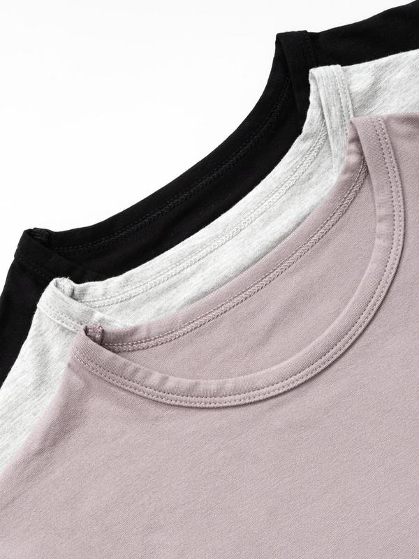 Women's Solid Color Top & Skinny Shorts Loungewear Set, Casual Comfy Short Sleeve Tee & Shorts Set, Ladies Sleepwear for All Seasons, Pajamas Set 3