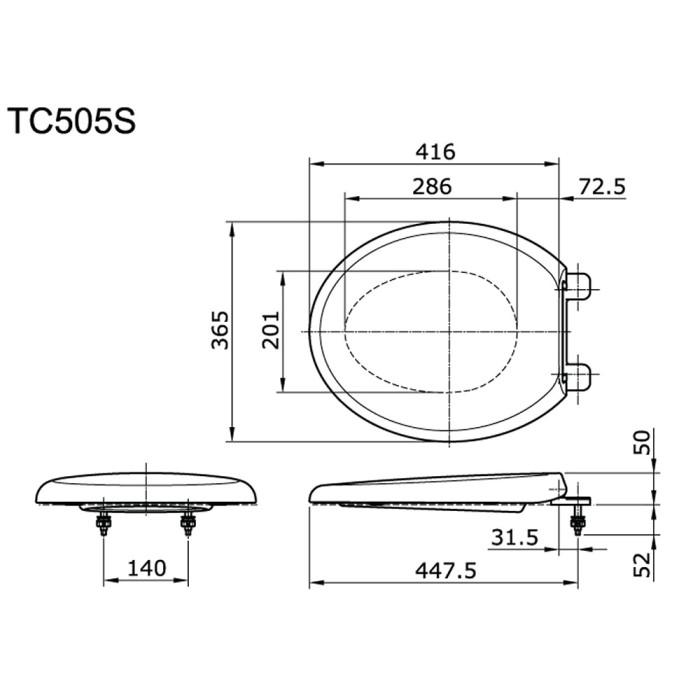 TOTO - Tutup Closet / Seat Cover TC505SW White / Cover Seat Toilet Putih (Soft Closing) TC 505S - Closet Cover 1