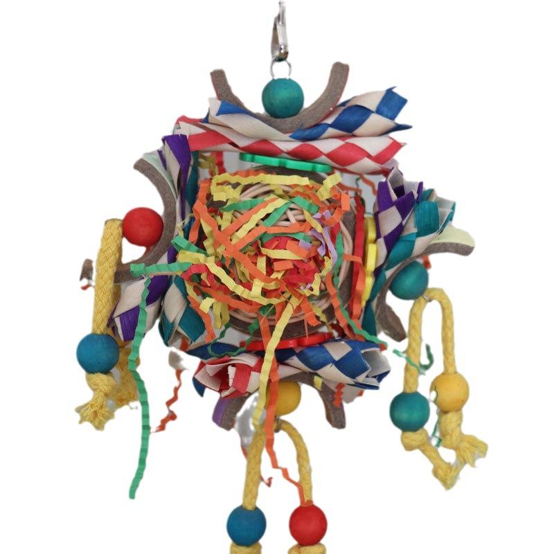 Parrot toy colored rattan ball paper tube bird cage decoration pendant bird toy 5