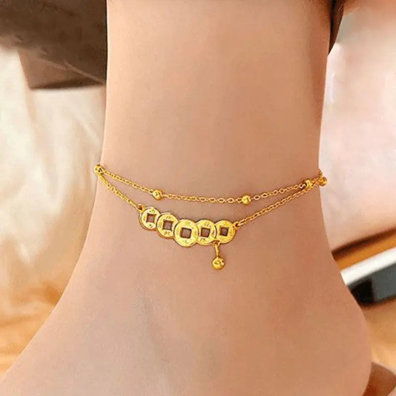 Mặt Dây Chuyền Chuông Đồng Tiền Xu, Chất Liệu Thép Không Gỉ, Lắc Chân Cho Phụ Nữ Và Trẻ Em Gái, Thời Trang, Thích Hợp Cho Các Bữa Tiệc Áo Tắm, Lắc Chân Titan 7