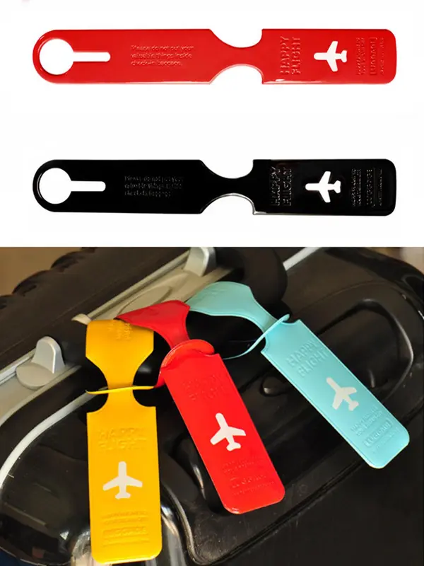 Letter Pattern Luggage Tag, Colorful Travel Baggage Name Tag, Suitcase Address Label Holder, Travel Accessories for Travel Luggage, Adjustable Strap 4
