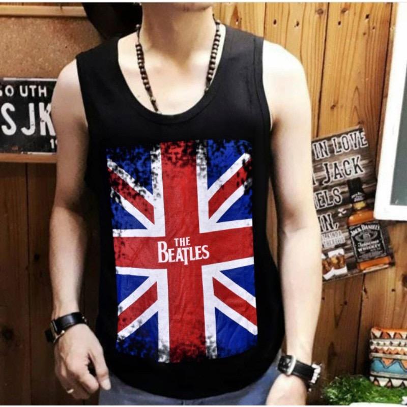 ShopAoi Singlet The Beatles / Kaos tanpa lengan / Kaos Dalam / Singlet Murah Santai Hitam Motif Pria Polos 0
