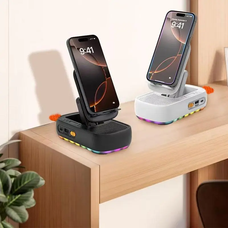 Wireless Charging Speaker Phone Holder, Multifunctional Phone Stand with Speaker, Phone Accessories for Home & Outdoor, Audio