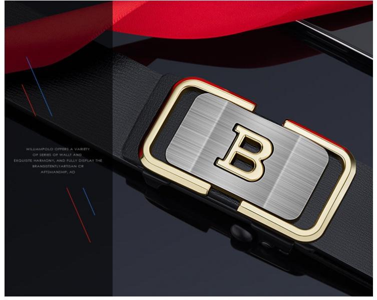 Product Introduction of New Men's Leather Belt Automatic Leather Buckle Belt Fashion Letter Buckle Belt Buckle Toothless Inner Belt 7
