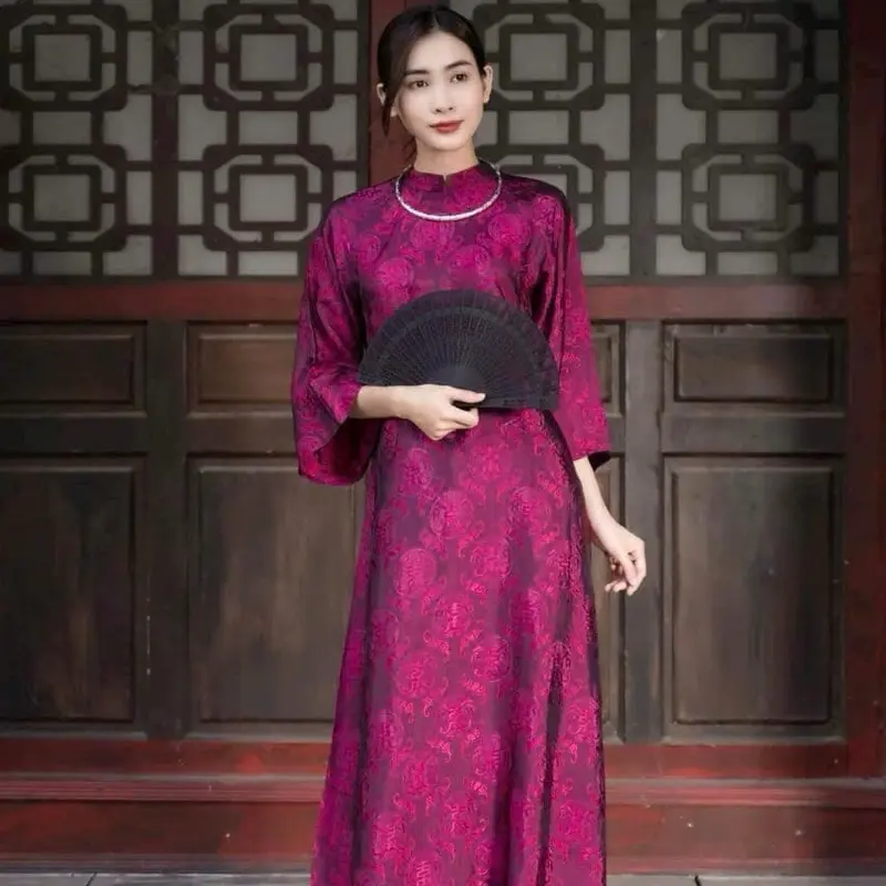 Áo Dài Lụa Gấm Cao Cấp Thọ Dơi, Mặc Tết Đi Chơi, Dạo Phố, Chụp Ảnh cực đẹp