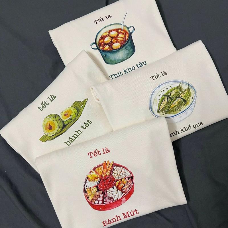 Áo Phông TẾT LÀ Unisex Chất Cotton Thoáng Mát Form rộng Tay Lỡ Cho Nam Nữ Top Women Cổ Tròn Menswear Thun