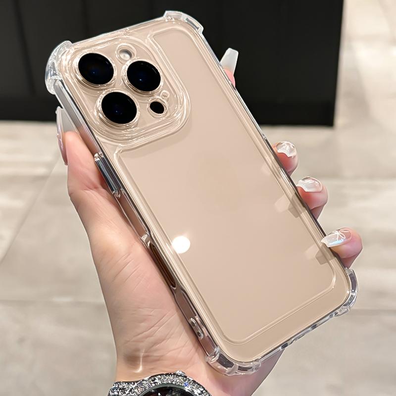 Ốp Trong Suốt, Dành Cho iPhone 16, 15, 14 Plus, 13, 12 Mini, 11 Pro Max, Xs Max, XR, X, 8, 7, 6, 6S Plus, SE 2020, 2022, Bốn Góc, Thiết Kế Đơn Giản, Chống Sốc, Ốp Lưng Trong Suốt 4