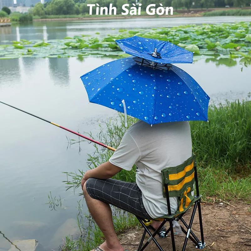 Dù Đội Đầu Che Nắng Che Mưa 2 Tầng Câu Cá /Du Lịch/ Làm Vườn - Ô Đội Đầu 2 Tầng Che Nắng Mưa