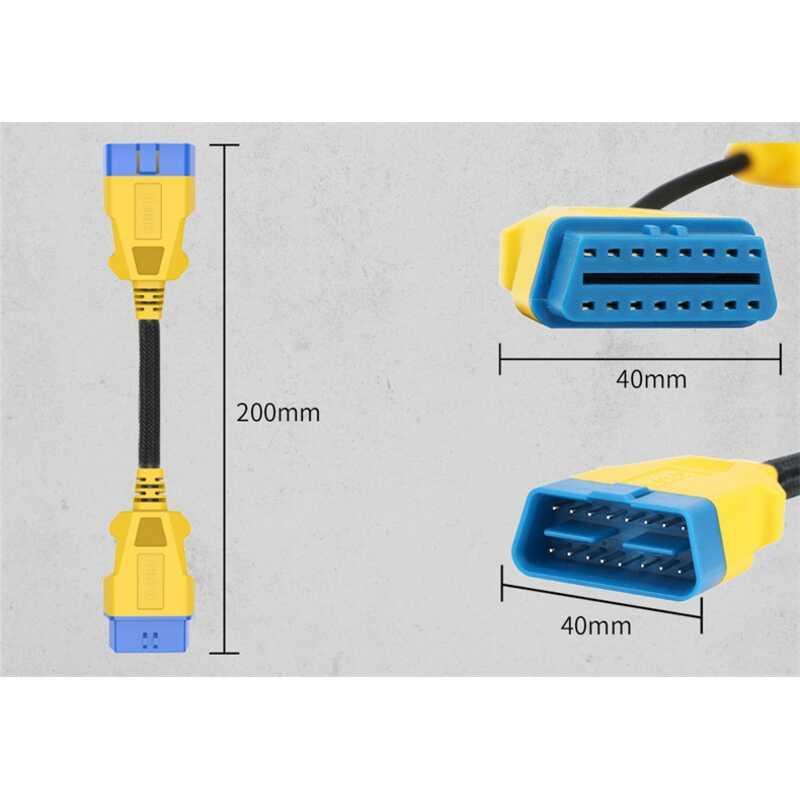 Product Introduction of AUTOOL 20CM OBD Extension Cable Male to Female One-to-One Nylon Extension Cable Automobile OBD 2 Interface 16 Cores 6