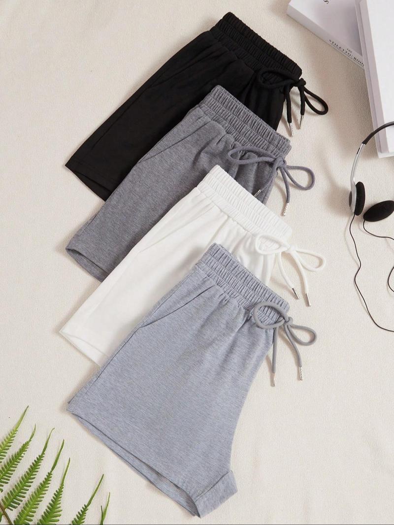 Product Introduction of Women's Solid Color Drawstring Waist Ribbed Pajama Shorts, Casual Comfy Breathable Sleep Shorts for Daily Wear, Ladies Sleepwear for All Seasons 5