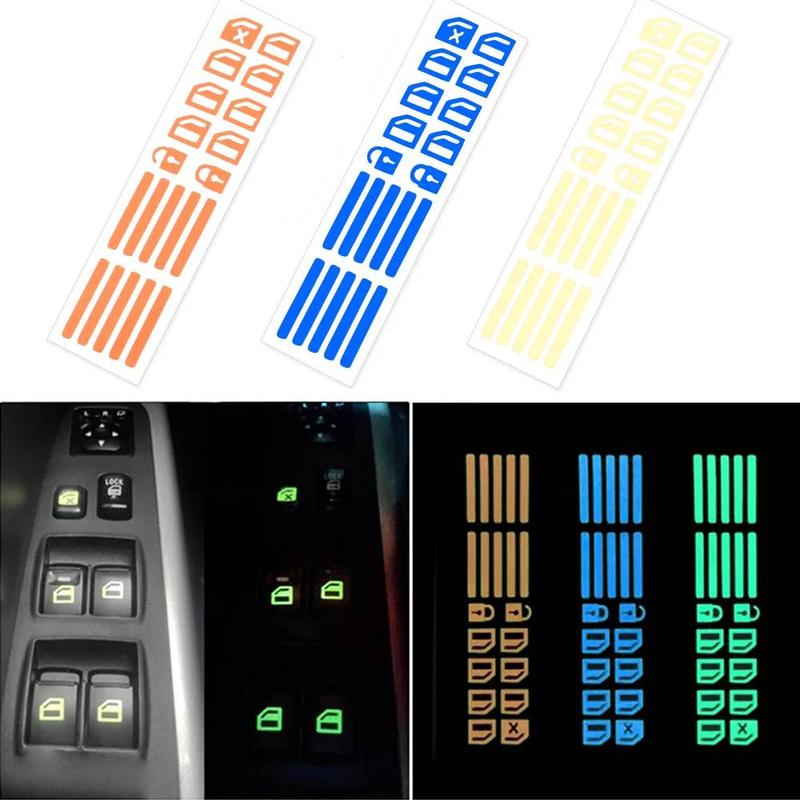 Product Introduction of Luminous Window Button Sticker Fluorescent Windows Lifter Door Switch Stickers Night Safety Decal Car Interior Decals Auto Part 5