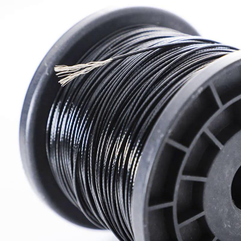 Product Introduction of 304 Stainless Steel Black Plastic Coated Soft Steel Wire Rope Flip Hook Fish Line Clothesline Advertising Hang Rope Plastic Coated Fish Buckle Rope 32