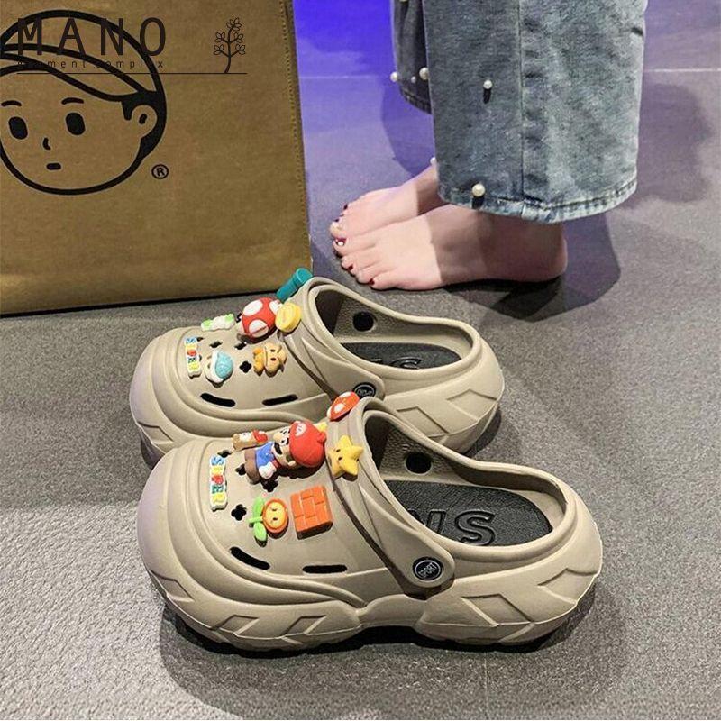Guốc Thoáng Khí Hoạt Hình, Manocủa, Dép Nữ Mùa Hè, Kiểu Lười, Đế Dày, Thích Hợp Đi Biển, Có Thể Đeo Ngoài Trời, Giấu Bàn Chân Dép Đi Trong Nhà, Thiết Kế Dễ Thương, 2024