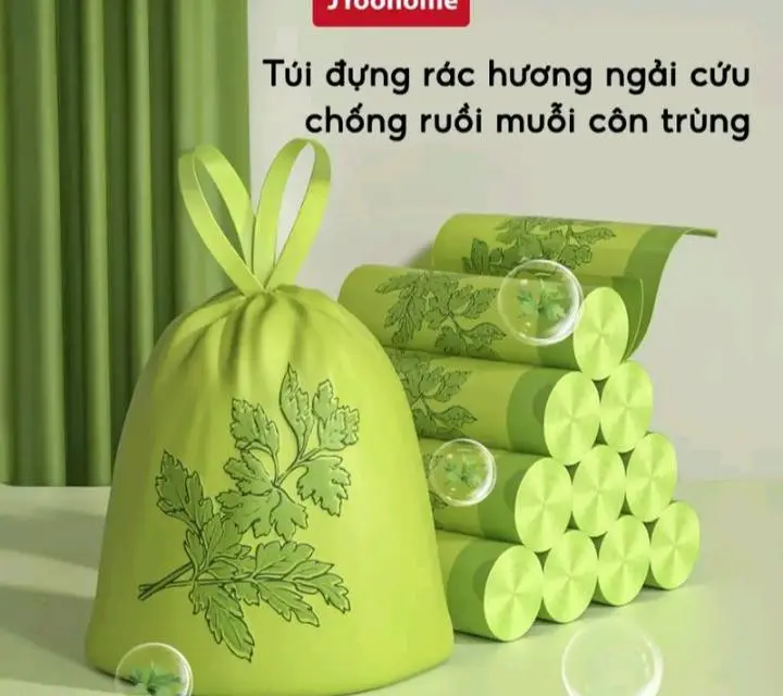 Combo 5 cuộn ( 250 Túi ) Đựng Rác Hương Ngải Cứu Chống Côn Trùng Ruồi Muỗi Túi Rác Tự Hủy Có Dây Rút 7