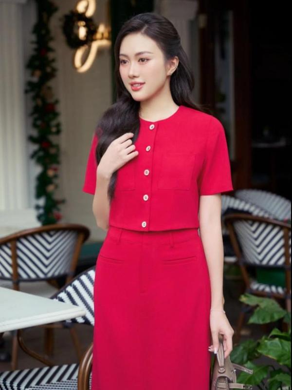 Chân váy midi A tuyết nhung Nữ Women Voi 3