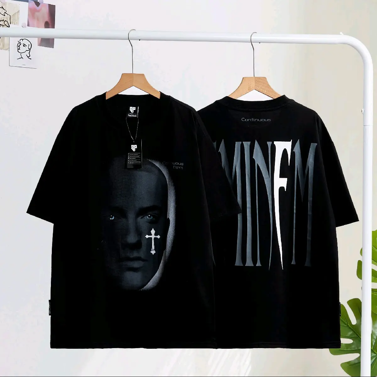 Áo Thun Unisex Nam Nữ Tay Lỡ Form Rộng Phong Cách In Hình Chất Cổ Tròn Menswear Cotton