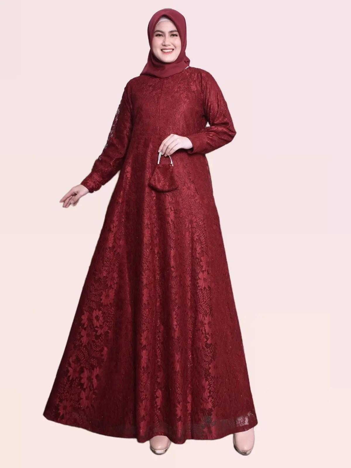 gamis safana gamis burkat jumbo dress kondangan dress pesta free masker Wanita Muslim Mewah Lembut Tebal