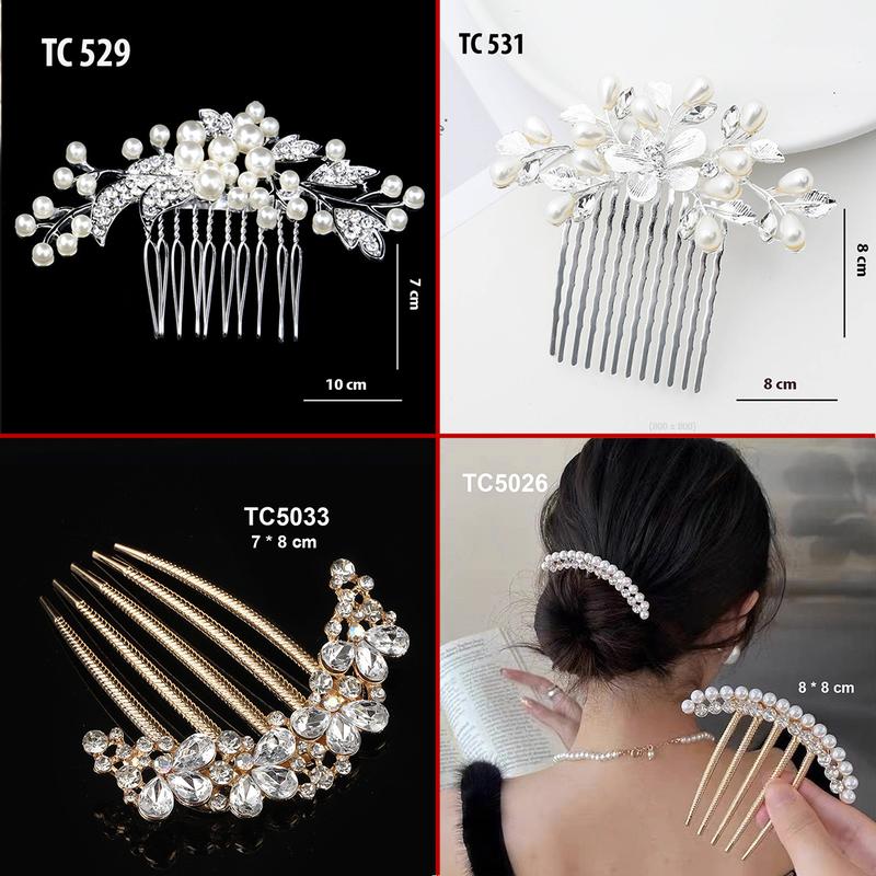 GOTI – Quà Tặng Cho Nữ - Trâm Cài Kiểu Lược Cài Tóc Đính Hoa Lá Hạt Đá Thanh Lịch Phong Cách Cổ Điển TC529