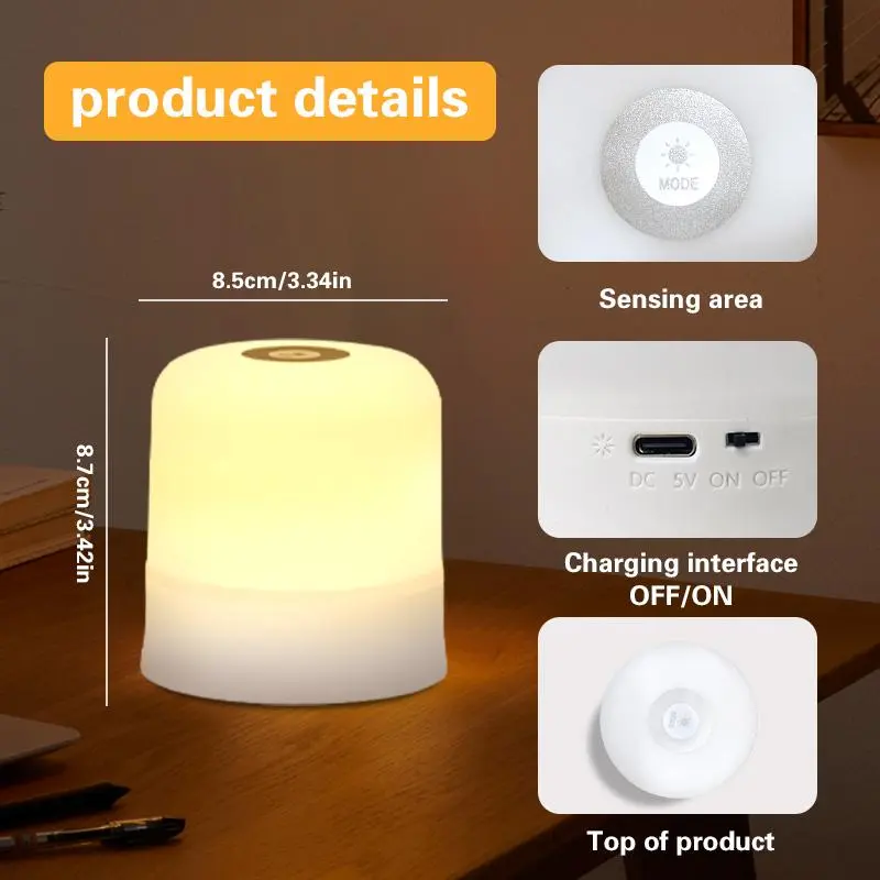 Portable Tabletop Night Light, USB Rechargeable Soft Eye-care LED Night Light, Dimmable LED Night Light for Bedroom, Living Room, Home Decor 1