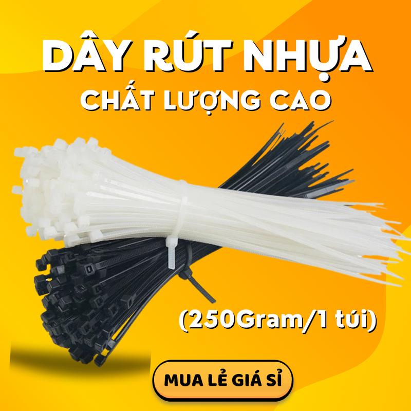 Dây rút nhựa, Dây thít nhựa trắng 1 túi (250gram) và đen chất lượng cao, tiết kiệm chi phí.