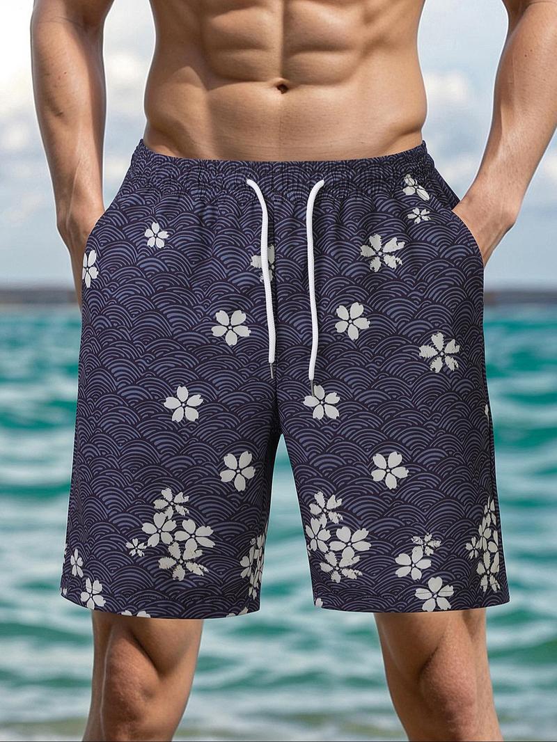 Product Introduction of Men's All Over Print Drawstring Waist  Shorts, Casual Comfy Breathable Shorts for Summer, Men's Shorts for Beach Vacation 1