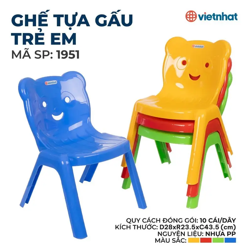 1951 Ghế nhựa cho bé Trẻ Em Mầm Non, Mẫu giáo, Tiểu học đúc nhiệt hàng đẹp Nhựa Việt Nhật 1951 0