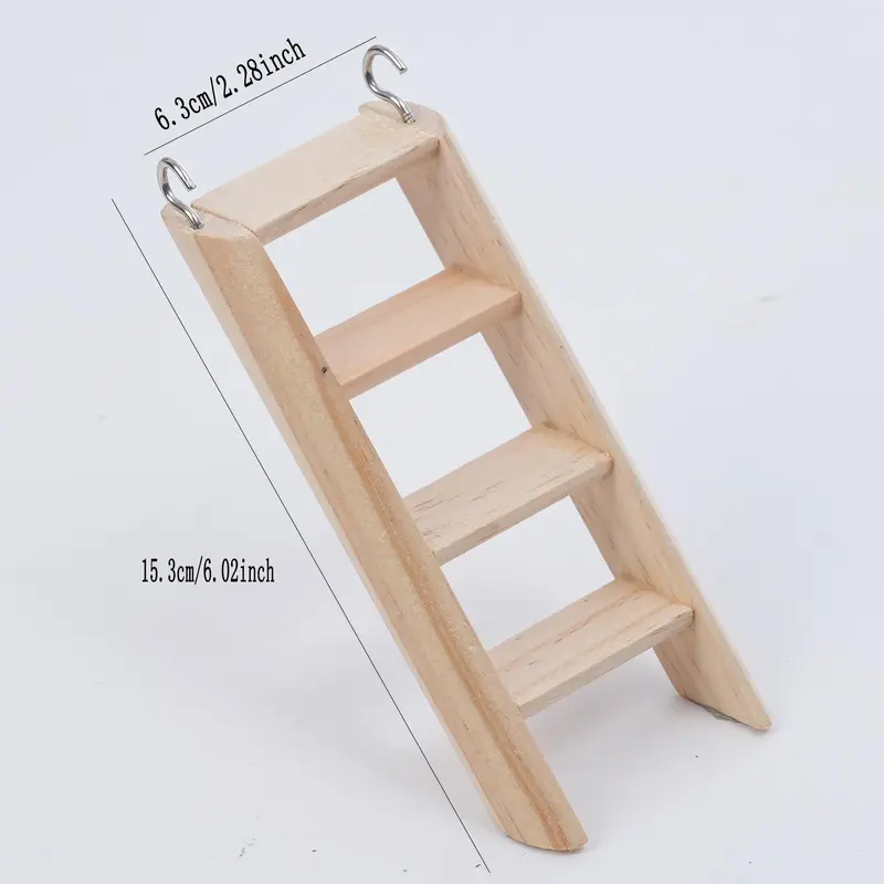 Wooden Hamster Climbing Ladder, 1 Piece Hamster Ladder with Hook, Pet Ladder Toy, Small Pet Supplies, Pet Accessories, Hamster Cage Accessories 1