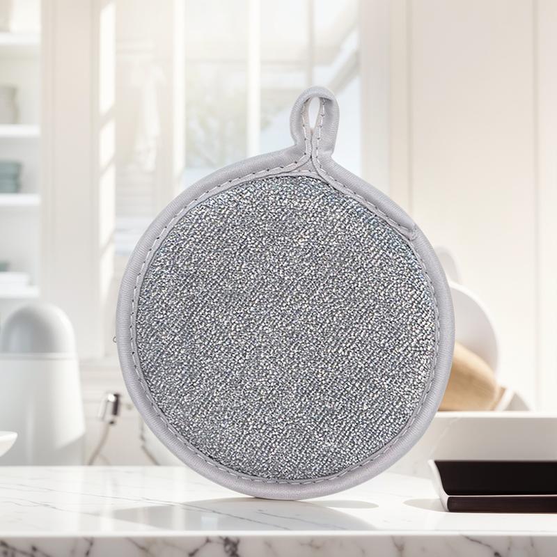 Double Sided Silver Wire Dishwashing Rags Built-in Sponge Dishcloth ...