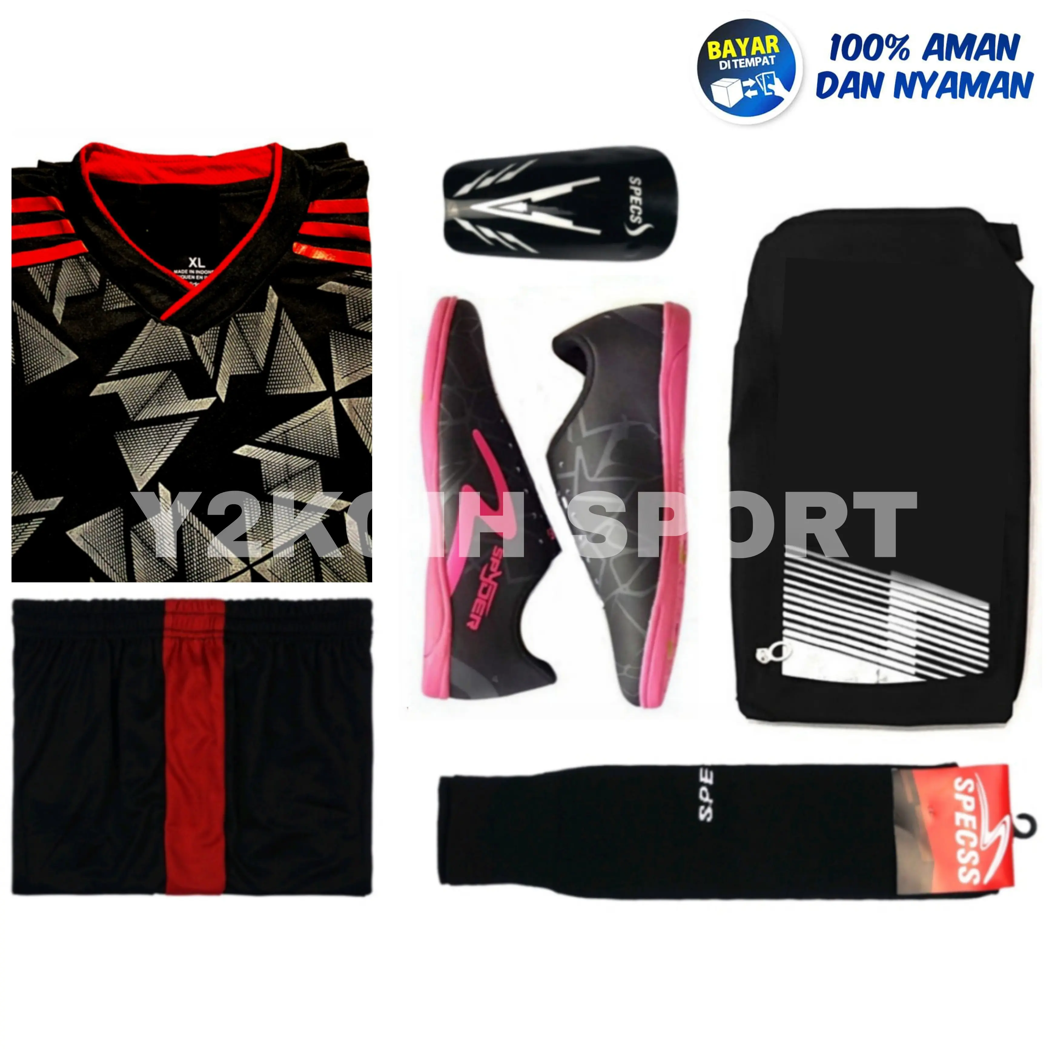 Sepatu Futsal Sp Hitam PInk Indor Terlaris Kualitas Premium Paket Hemat Komplit Bisa Bayar Ditempat COD