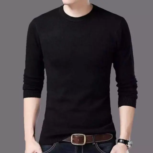 SWEATER RAJUT OBLONG POLOS PREMIUM Cowok Pria Knitwear Panjang Unisex Baju Hitam Polos Kerah