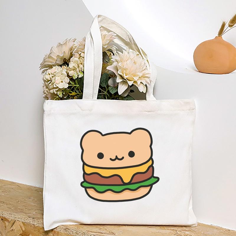 Product Introduction of Cute Cartoon Teddy Bear Printed Canvas Horizontal Handbag Fashionable Versatile One Shoulder Storage Bag 21