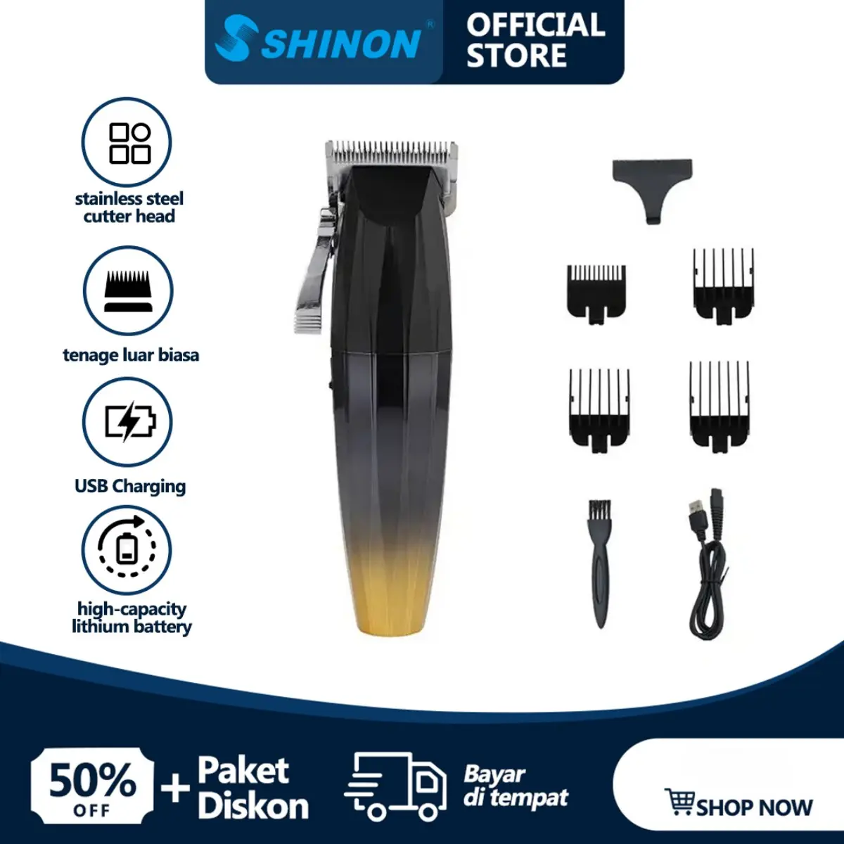 SHINON Trimmer / Alat Pangkas Rambut Original / Alat Potong Rambut / Hair Clipper / Kliper / Bergas Rambut Elektrik / Mesin Cukur Rambut Gunting Sisir