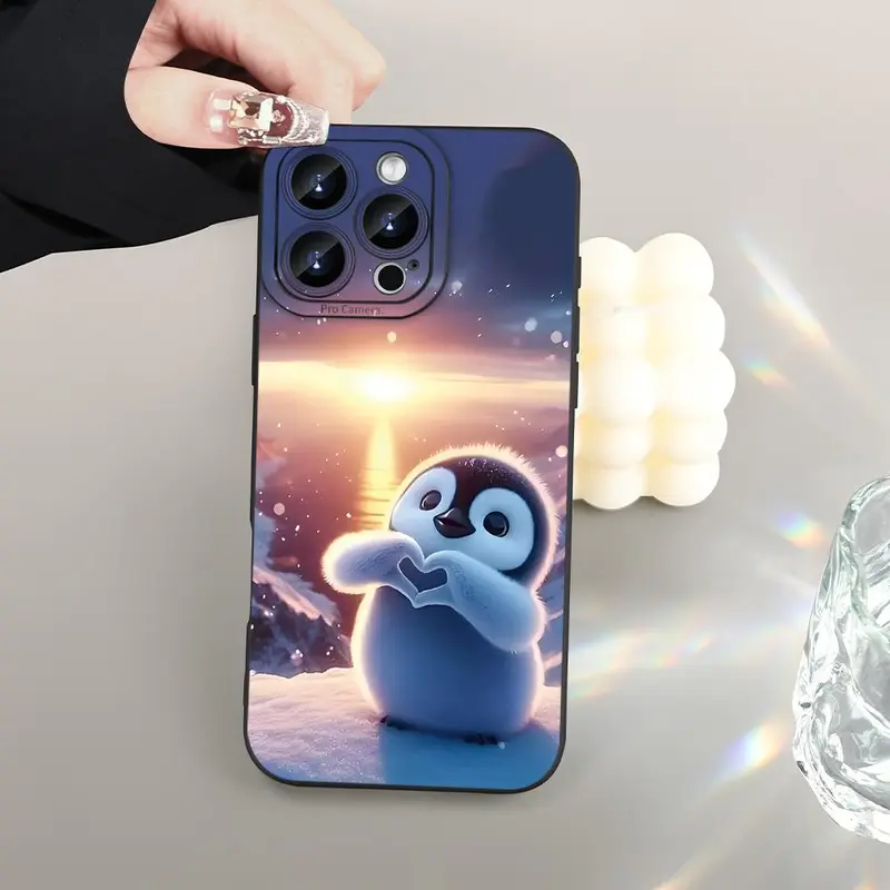 Cute Penguin Pattern Phone Case, Decorative Phone Protector Cover, Phone Accessories Compatible with iPhone 11 12 13 14 15 Pro Max XR X XS 7 8 Plus SE Mini 0