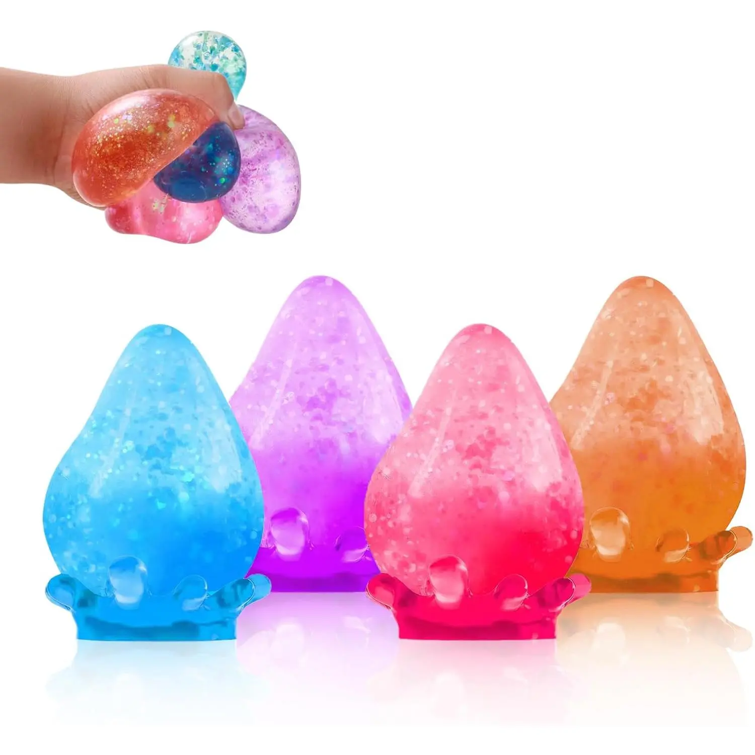 4 Pieces of Adults Stress Relief Water Drop,Squeeze Sensory Balls Water Drop Fidget Cube Soft Touch Effective Stress Relief and Anxiety Suitable for Children Adults Children and Teenagers