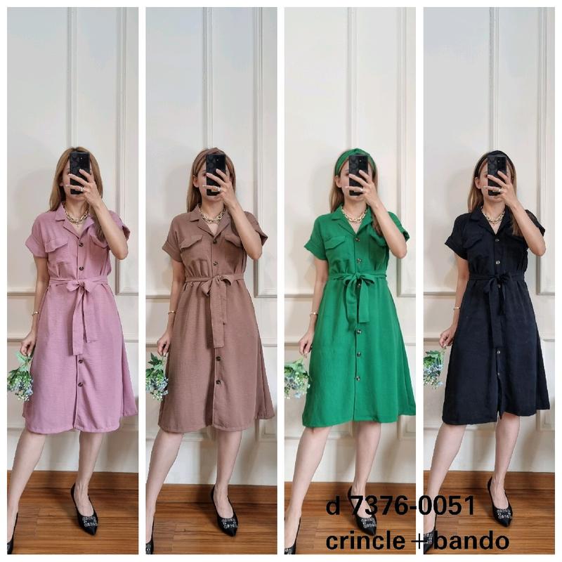 vivi dress Polos Bisa Dicuci Dengan Mesin Lengan pendek D7376-2585 1