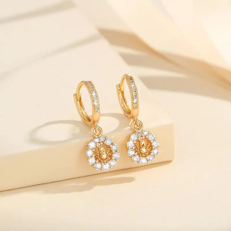 LM128  Anting Titanium Bunga     Korea Anting Tusuk Permata Perhiasan Earrings 0