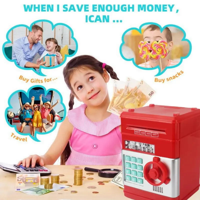 Electronic Coin Savings Bank, Atm Savings Bank Coin Scroll Storage Box, Novelty & Gag Toy, Stocking Filler, Electronic Atm Yabao Pounds, Valentine's Day Gift 2