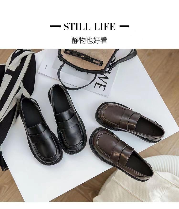 Product Introduction of Platform Loafers Women's Leather Shoes 2025 Spring and Autumn New Korean Style Versatile Retro Shoes Slip-on Soft Bottom 4