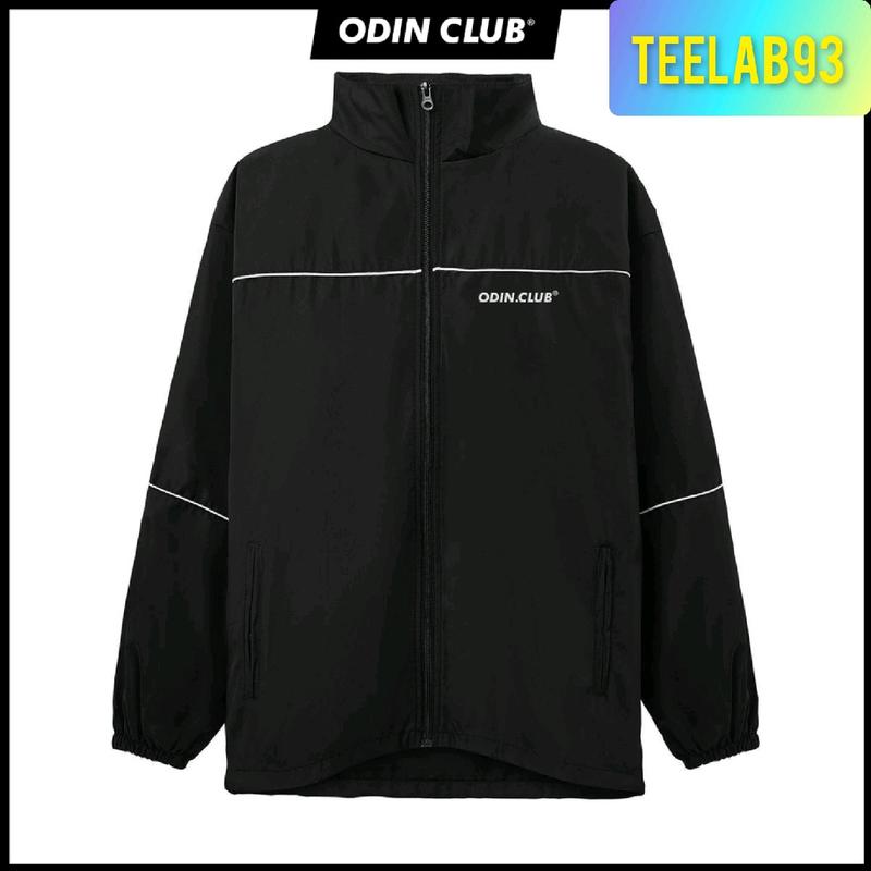 Áo khoác gió ODIN CLUB Jacket, Áo khoác gió oversize form rộng unisex, Local Brand ODIN CLUB Menswear Nam Nón Xốp Đen