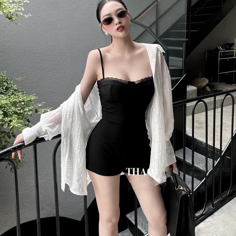  Set Jum Áo 2s Liền Thân Short Kèm Khoác Chuẩn Form Loại 1 Sang Chảnh Nữ Women  Hình thật cuối  Dress Đen Voan 