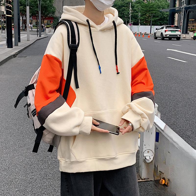 Áo Hoodie Nam, Dáng Rộng, Hợp Xu hướng, Dành Cho Thanh Thiếu Niên Và Học Sinh, Màu Tương Phản, Áo Áo Chui Đầu Dài Tay, Thích Hợp Cho Các Cặp Đôi, Áo Len 4