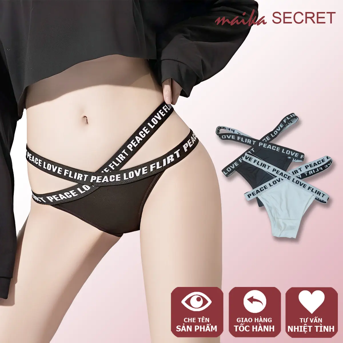 Quần chip nữ chất Cotton phối Su dây sườn đan chéo chữ X -  quần chip nữ cho người tập gym, yoga