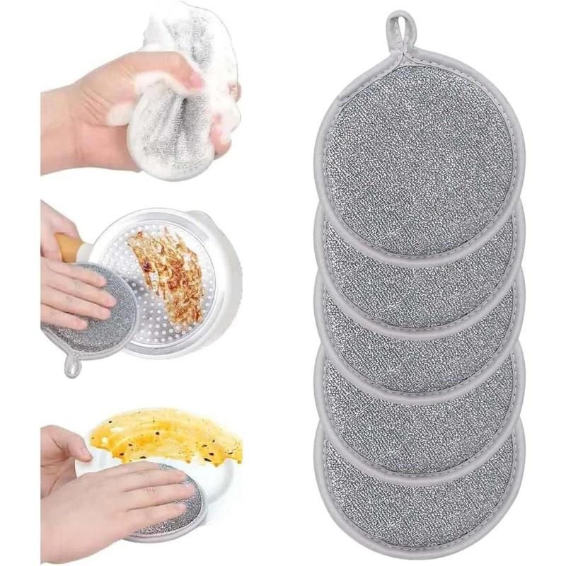 5 count Multifunctional Wire Dishwashing Rags for Wet and Dry, Round ...
