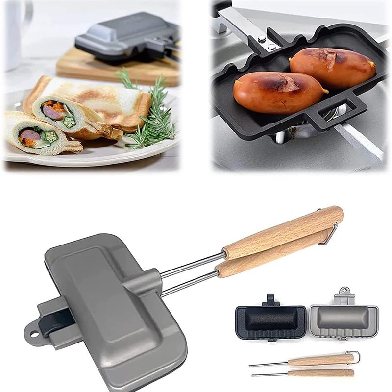 Chảo Sandwich Hai Mặt, 1 Cái, Chống Dính, Di Động, Có Thể Gập Lại, Nướng, Chảo Rán Cho Bánh Mì, Bánh Mì Nướng, Máy Ăn Sáng, Máy Làm Bánh Kếp 3