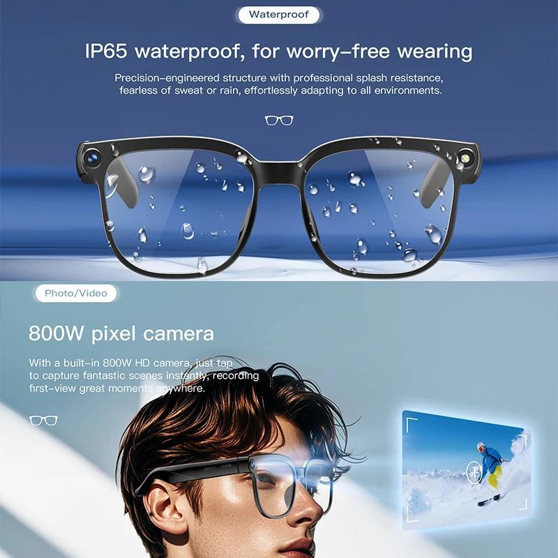 2026 New Smart Glasses 8MP HD Camera AI Voice Photo Video Recording Translation Long 290 Battery Music Waterproof Smart Glasses