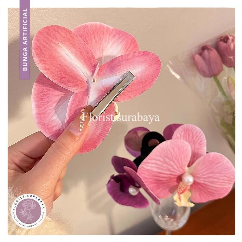 [COD] Jepitan Bunga Anggrek Premium Orchid Hair Clip Jepitan Rambut Bunga Anggrek Duckbill 1