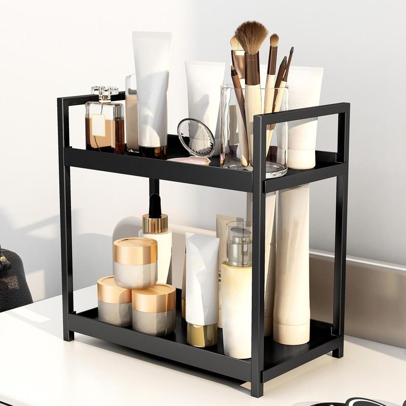 2-layer Desktop Storage Rack, Bedroom Accessories, Cosmetic Storage Box, Spice Rack, Kitchen & Bathroom Vanity Storage Rack, Modern Home Organizer, Storage for Bedroom, House Decor, Bathroom Accessories Decorative 7