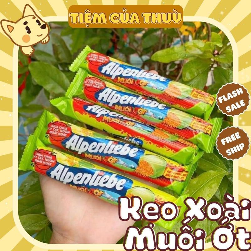 5 Thỏi Kẹo Xoài Nhân Muối Ớt Alpenliebe, Kẹo Cứng, Kẹo Ngậm Vị Xoài Nhân Muối Ớt, đồ ăn vặt hot, ăn vặt ngon Hà Nội