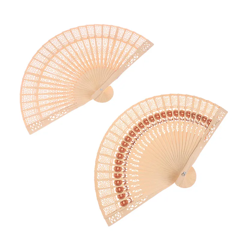 [PML]Folding Fan Wooden Fan Art Folding Carved Hand Fan Wedding Fan Art Dance Fan