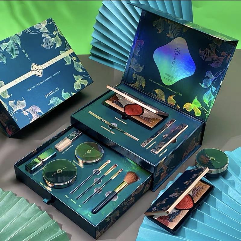 [ Quà tặng ] Bộ Trang điểm hộp quà tặng nội địa Trung đầy đủ 12 món , hộp kéo 2 tầng + Tặng kèm túi đựng đẹp Mỹ Phẩm Cosmetic set  makeup